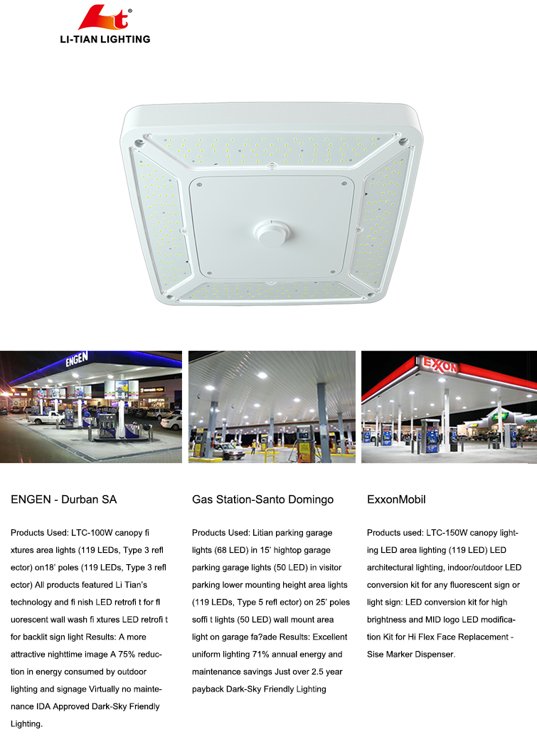 ETL Certificate 150w 200W Gas Station Smd Retrofit 100w Led Canopy Light for Petroleum Use Motion Sensor Led IP65 Light