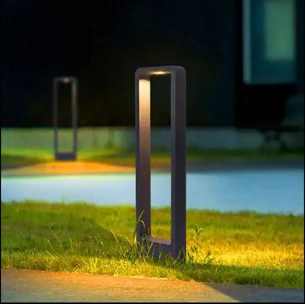 Modern IP65 Aluminum Outdoor Garden LED Lawn Bollard Light 30cm to 110V Warm White Waterproof 220V AC Power Supply