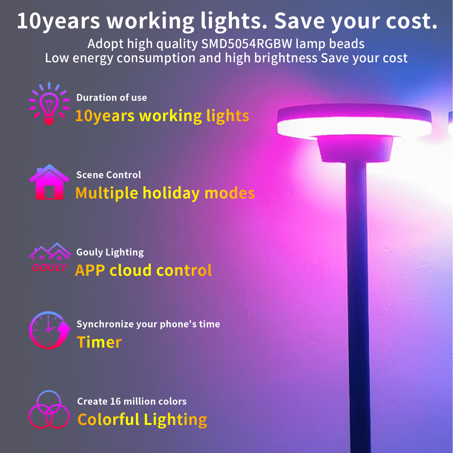 gouly Customisable Led Bollard Garden Lawn Light Ip65 Ip67 Waterproof 12w Umbrella Type Led Lawn Light
