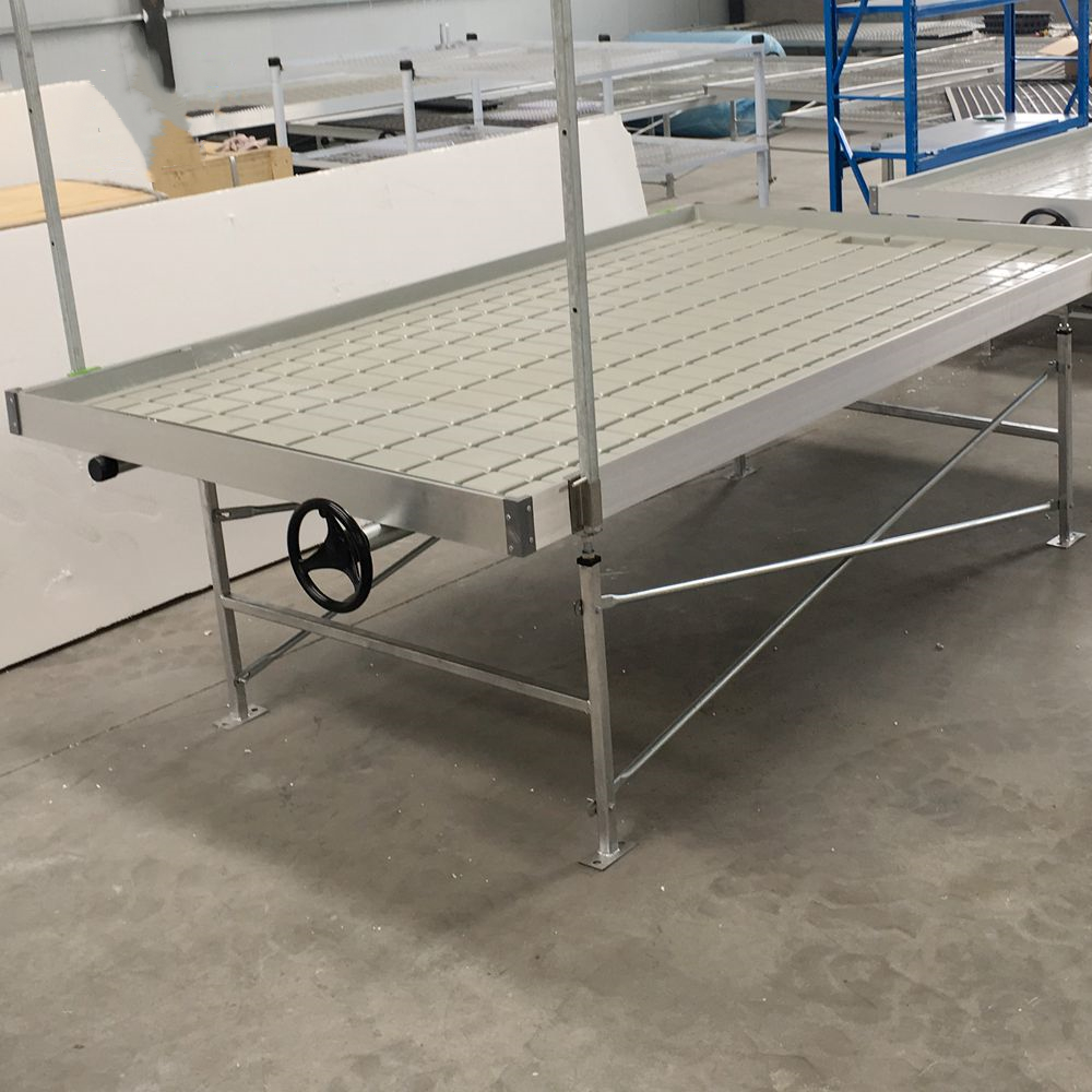 Mobile Hydroponic Ebb And Flood Tray Rolling Table Grow Sliding Bench For Greenhouse Cultivation