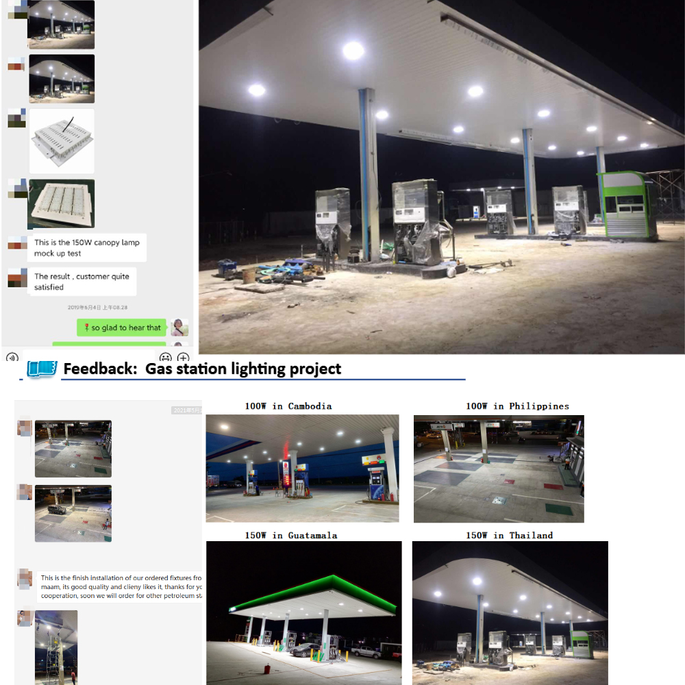 Recessed Led Canopy Light Manufacturer Industrial Ceiling Lights 50w 100w 150w 200w Aluminum for Gas Station Lights by Chinese