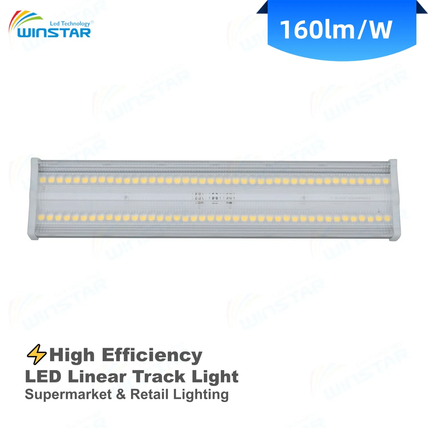 Energy Saving LED Linear Track Lighting System 180lm/W for Supermarket Aisle &amp; Shelf 38W 6840lm CE Certified 60 90 Degree Beam Angle 5 Years Warranty Light