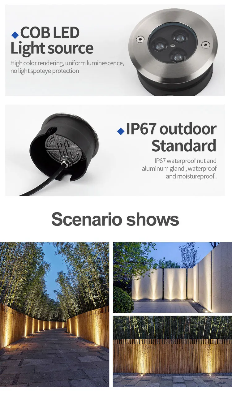 Pathway Garden Buried Inground Outdoor Waterproof IP65 LED Underground Light