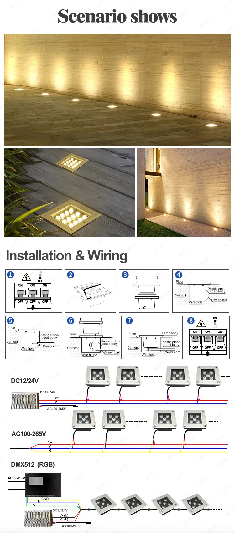 Aluminum Pathway Landscape Step Lamp Square Underground Light LED Inground Light