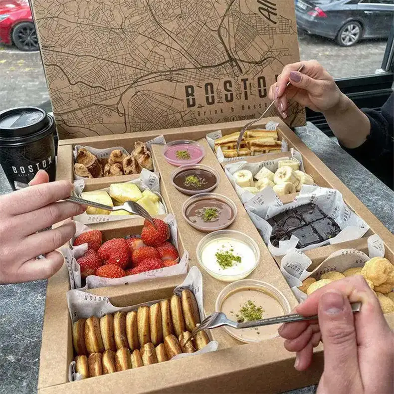 Custom Printed Luxury Cardboard Disposable Lunch Delivery Fast Food Box