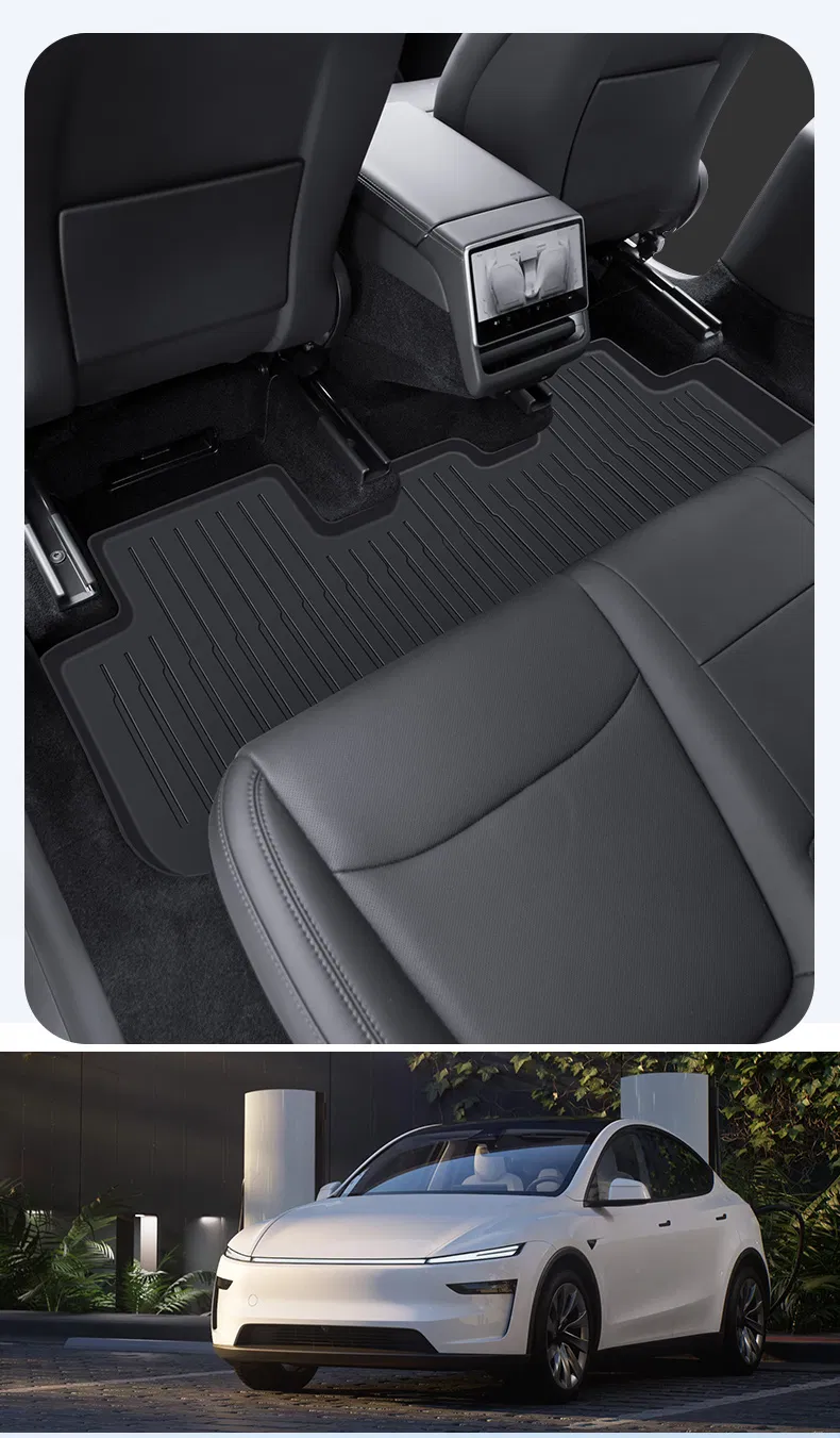 6-Piece Alfombrillas para todo clima para Tesla Model Y, juego de revestimiento de TPE y alfombra
