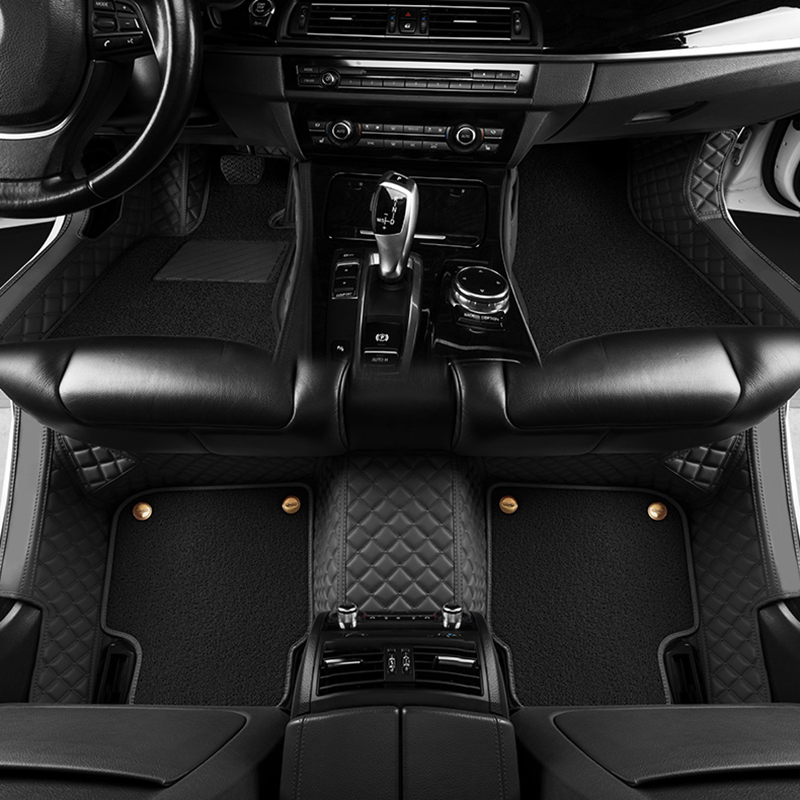 Alfombrilla de lujo de doble capa de material de cuero personalizado 7D juego completo de tapetes para el suelo del automóvil para Hyundai Elantra I30 Sonata