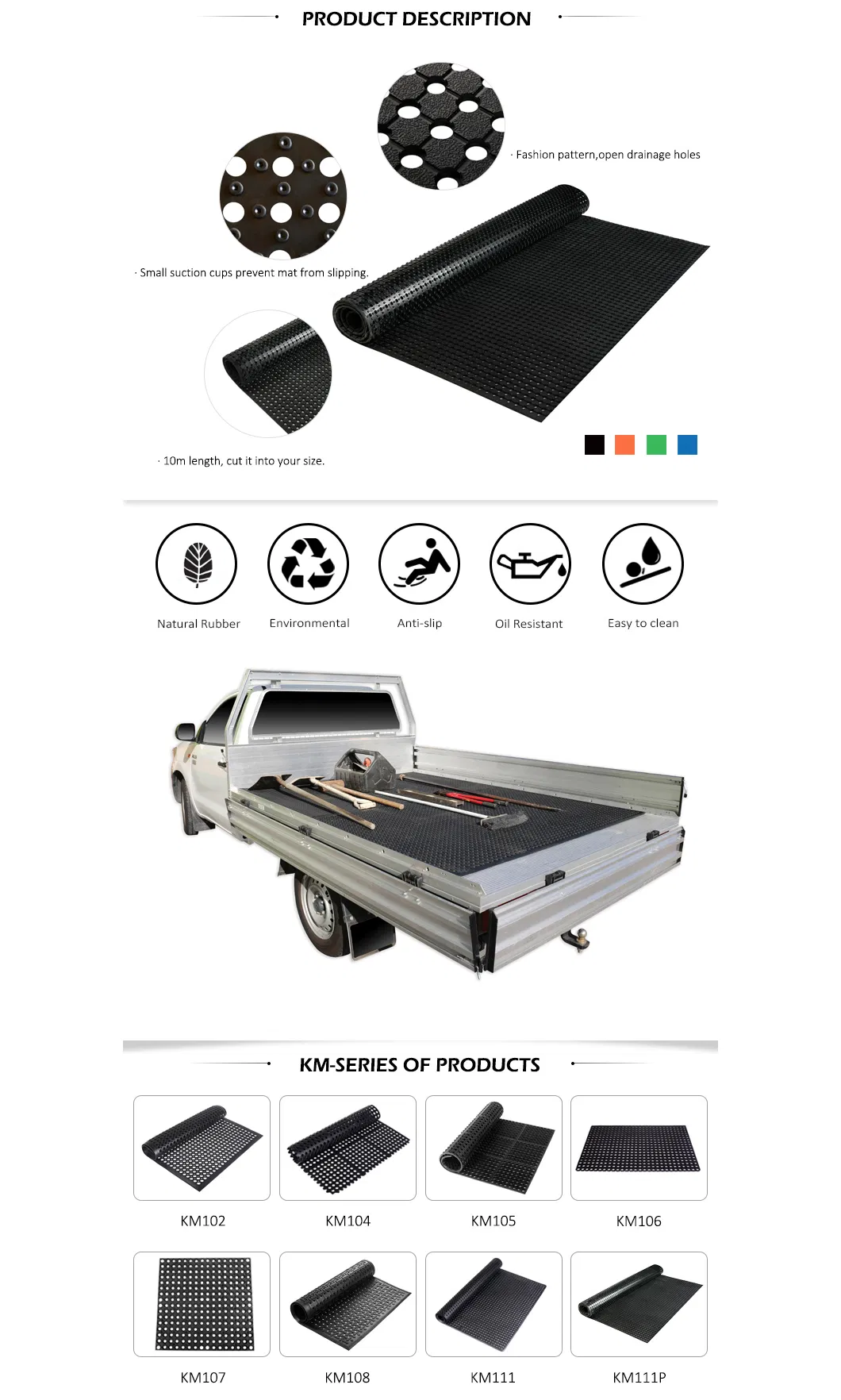 Mats de goma cortables para furgonetas / alfombrilla para la caja de camiones / rollo de suelo de goma