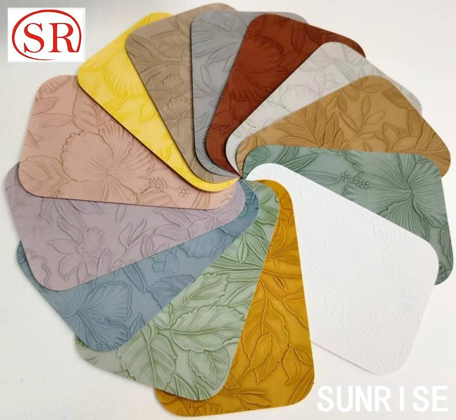 Mantel de mesa de cuero PU gris resistente al calor moderno para cocina