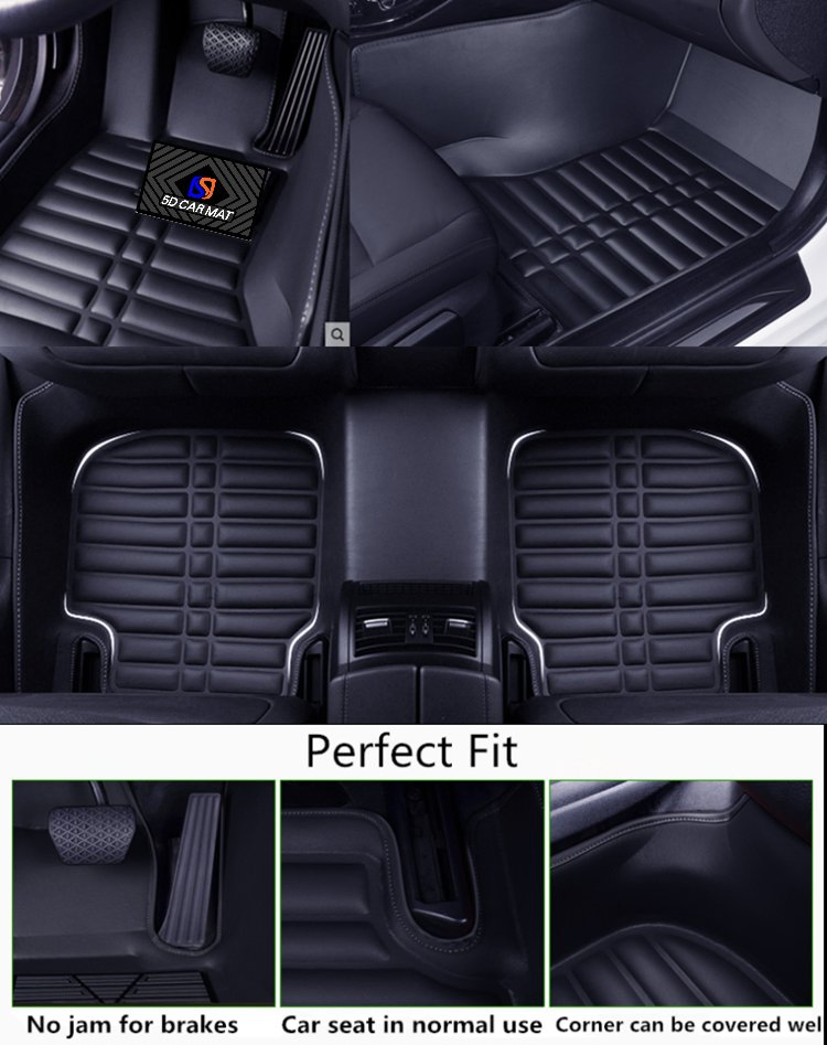 Accesorios de lujo personalizados para automóviles Modelo de alta calidad 5D alfombrillas de cuero para el suelo del automóvil
