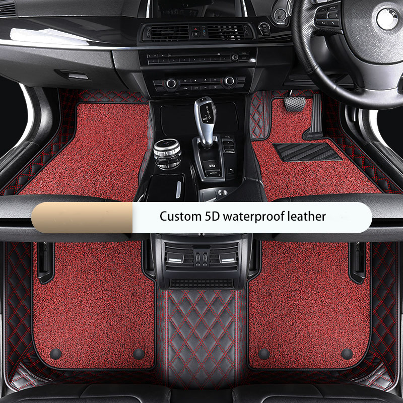 Alfombrilla Interior de Automóvil 7D 5D Alfombrillas de Cuero de Lujo para Coches Alfombrillas de Piso de Doble Capa