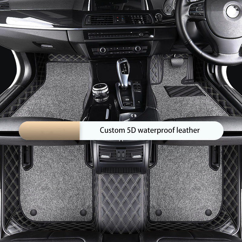 Alfombrilla Interior de Automóvil 7D 5D Alfombrillas de Cuero de Lujo para Coches Alfombrillas de Piso de Doble Capa