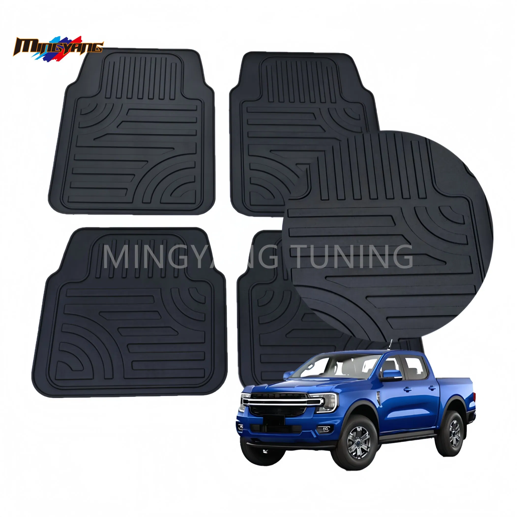 Accesorios Universales para Automóviles Alfombrillas de Plato Profundo TPE Impermeable 3D Alfombrilla para el Suelo del Coche para Ford Ranger T6 T7 T8 T9 Almohadilla para el Pie del Auto
