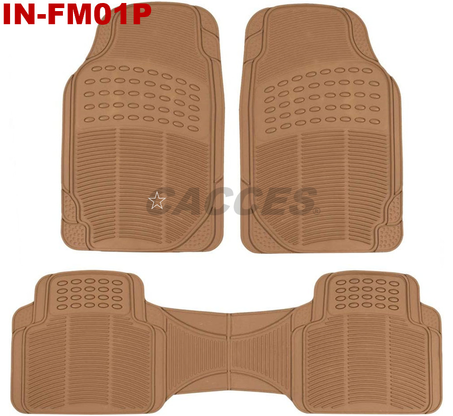 Cacces Originales 3 Pieza de Alfombrillas de Goma Pesadas para el Frente y el Reverso in-FM01p para Coche SUV Furgoneta y Camión, Negro - Protección de Suelo para Todas las Climas que se Ajusta a la Mayoría de los Vehículos