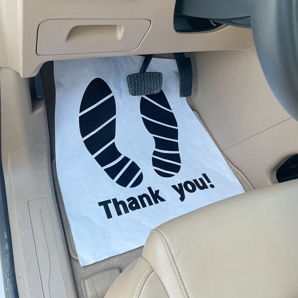 Rollo de papel de suelo personalizado, tapetes de papel desechables para el suelo del coche para el mantenimiento del automóvil