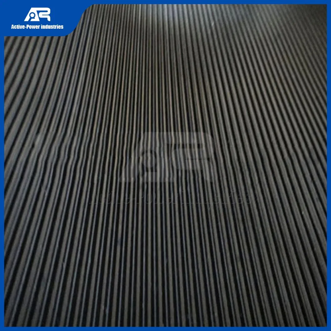 Distribuidor de Suelos de Caucho para Deportes de Active Power Industries en China, Alfombra de Caucho Reciclado Negra con Estrías Finas/Anchas para Automóviles