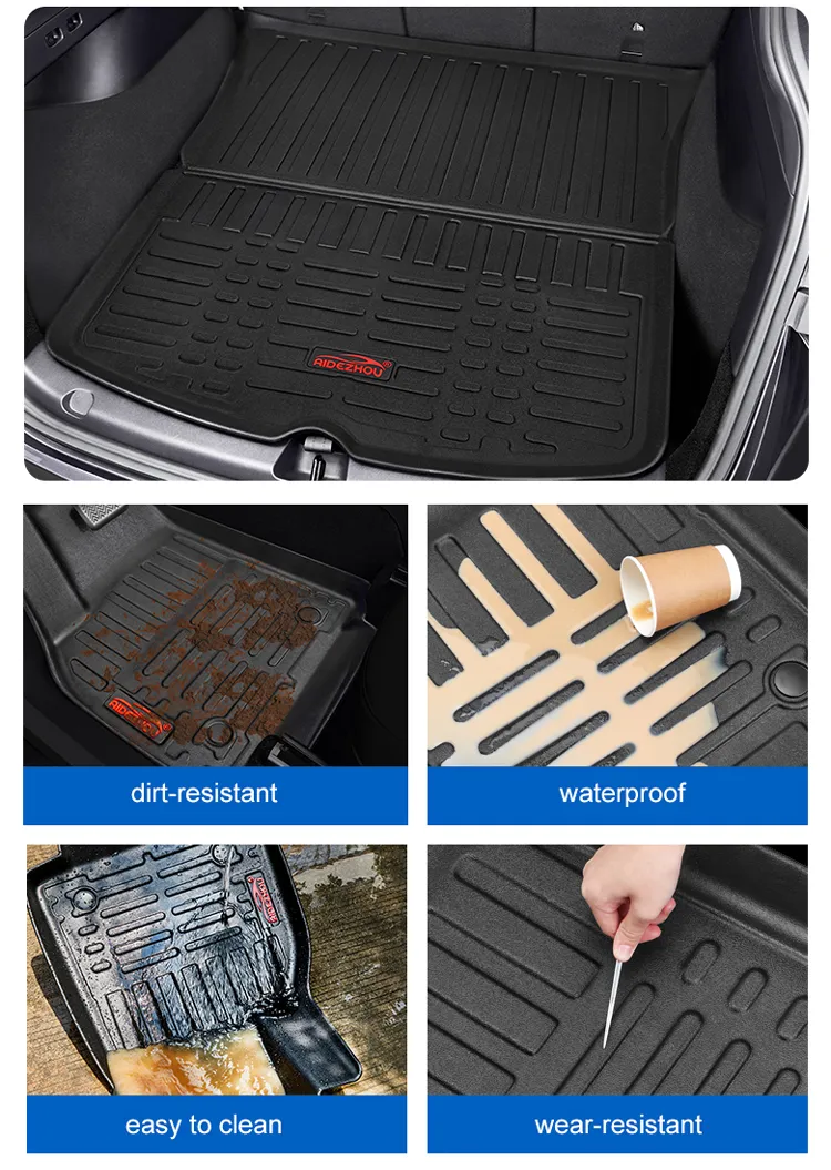 Venta al por mayor de fábrica 3D 5D Tapete de piso y tapete de carga de TPE personalizados para Tesla Modelo 3 Tapete de maletero