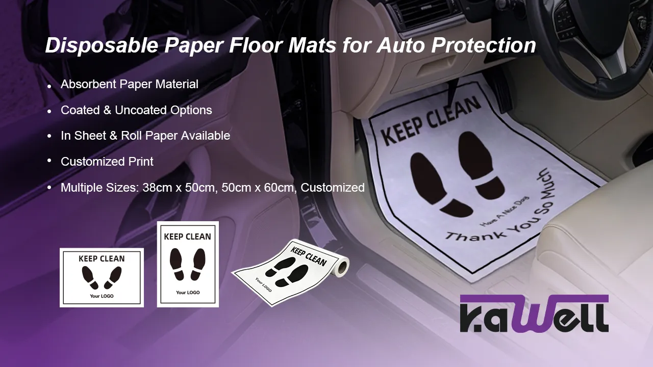 Rollo de papel de suelo personalizado, tapetes de papel desechables para el suelo del coche para el mantenimiento del automóvil