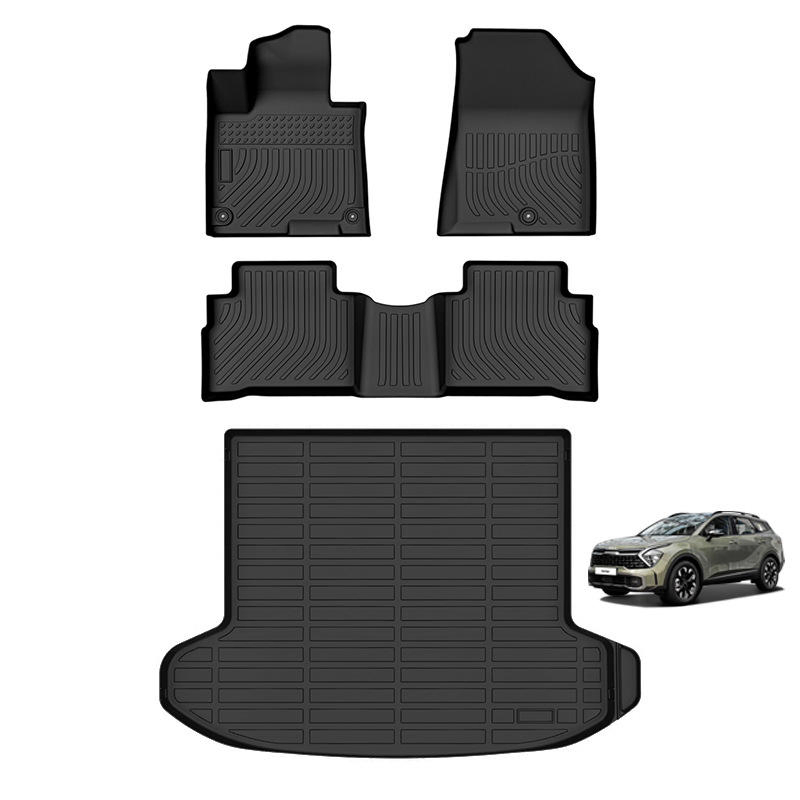 Mats de coche de plástico TPE personalizados y a prueba de agua 5D alfombrillas de suelo negras al por mayor para KIA