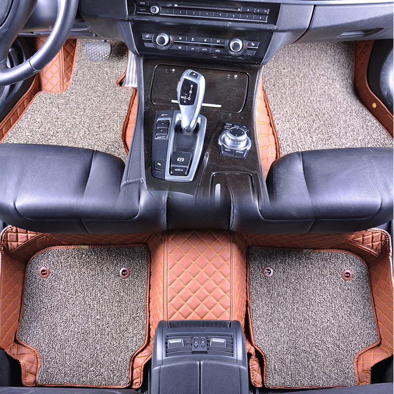 Proveedor de alfombrillas de coche de alta calidad de cuero prensado en caliente, tipo compuesto, producción de fábrica, alfombra de coche de moda
