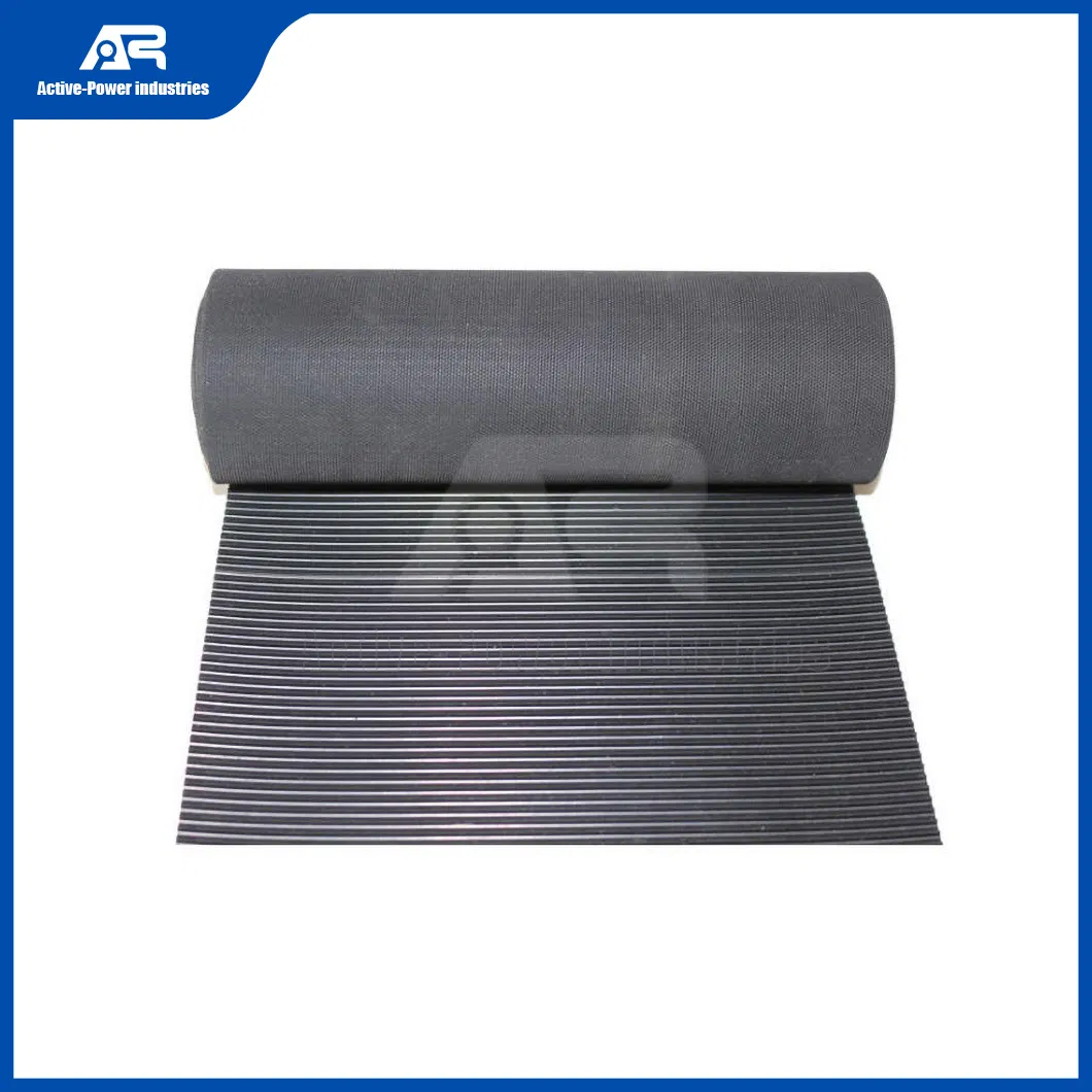 Distribuidor de Suelos de Caucho para Deportes en China, Alfombra de Caucho Reciclado Negra con Estrías Finas/Anchas para Automóviles