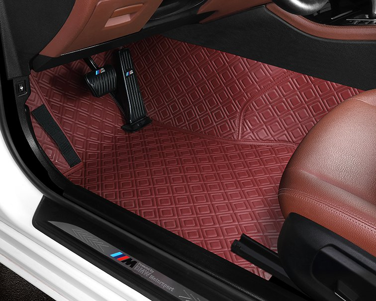 Alfombrillas de coche cosidas a mano Costura a mano 7D Alfombrilla de pie de coche Marca Sengar