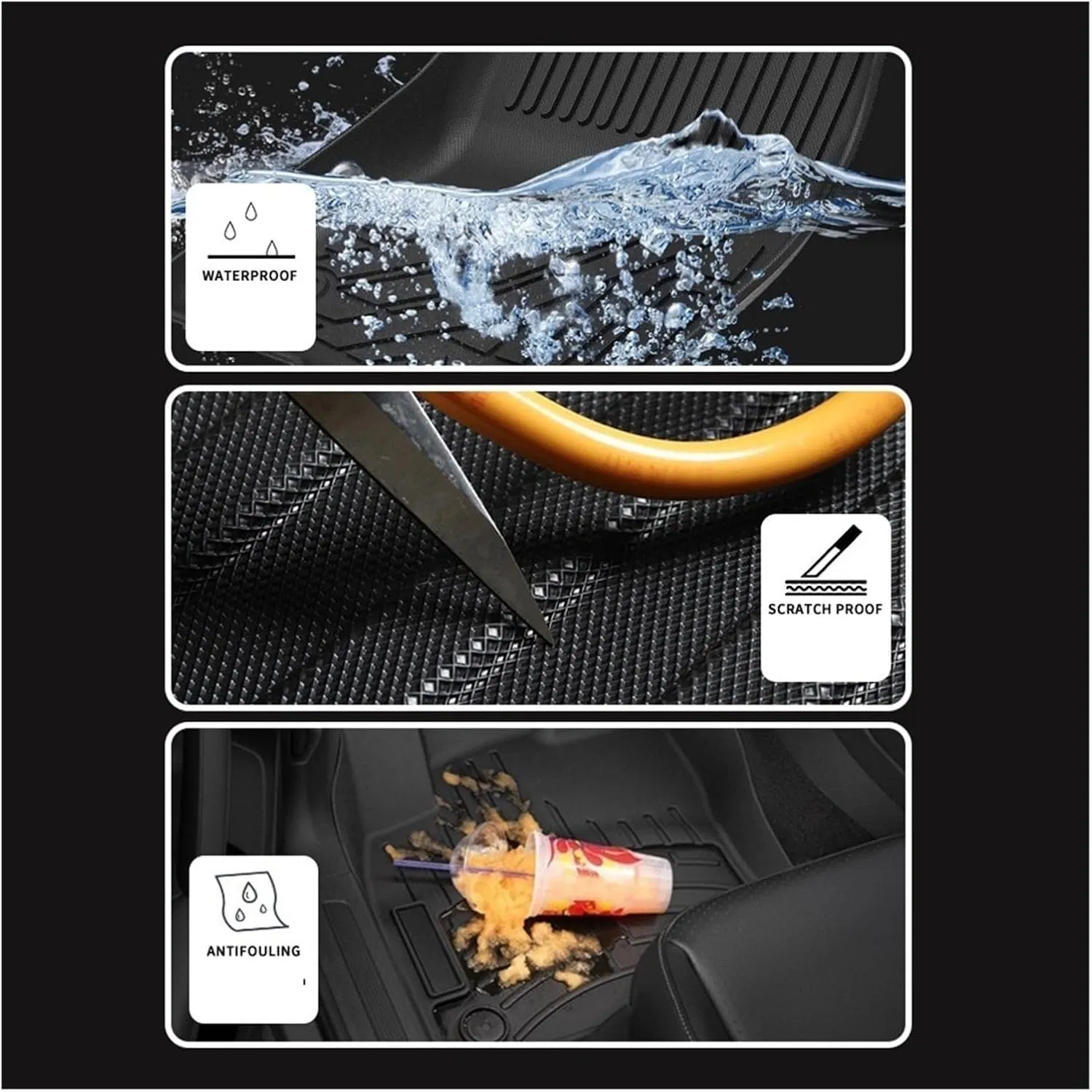 Alfombrilla de piso Deeon SUV para 2015-2019 Ford Edge 7 plazas TPE 3D impermeable antideslizante
