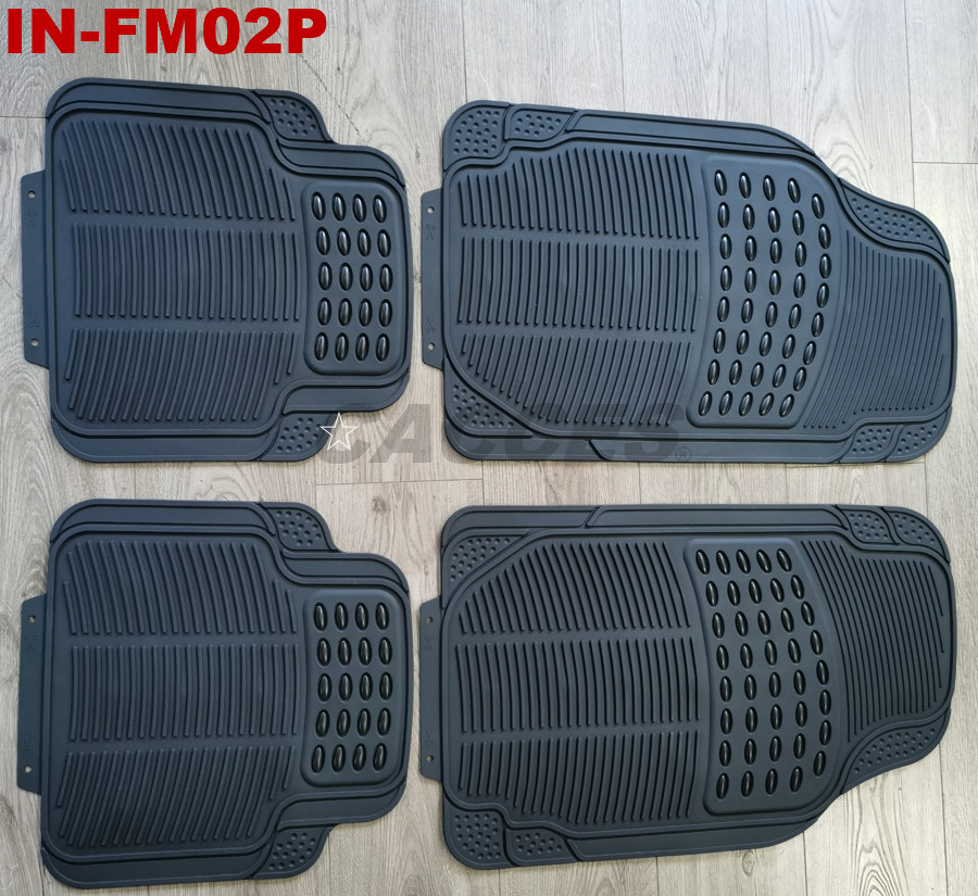 Cacces 4-Piece Negro Gris Beige/Rojo/Azul Verde/...Goma Alfombrillas para Todas las Estaciones Recortables para Autos, Camiones y SUVs Alfombrillas Universales Protección del Suelo para Autos