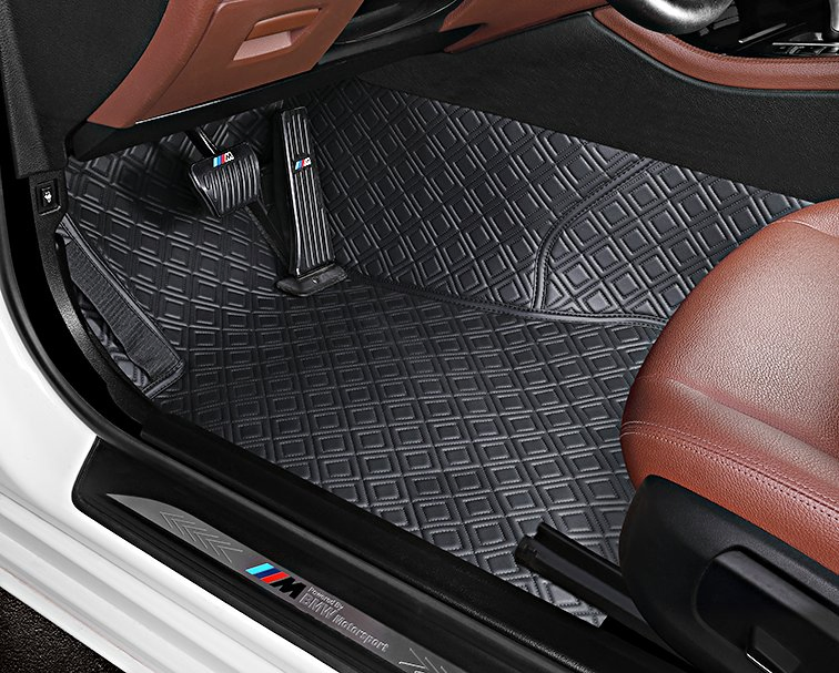 Alfombrillas de coche cosidas a mano Costura a mano 7D Alfombrilla de pie de coche Marca Sengar