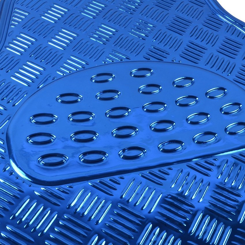 Alfombrillas de coche de aluminio y PVC de alta resistencia 4/5 en color azul con respaldo antideslizante