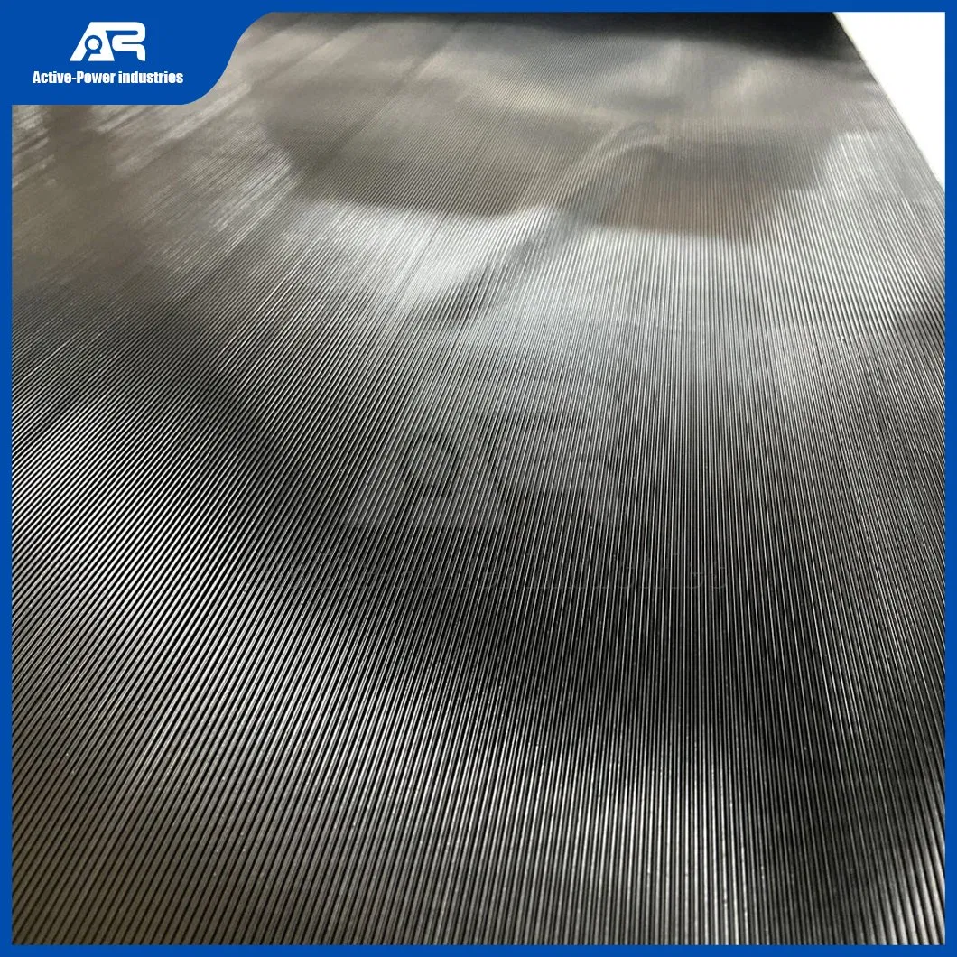 Distribuidor de Suelos de Caucho para Deportes de Active Power Industries en China, Alfombra de Caucho Reciclado Negra con Estrías Finas/Anchas para Automóviles