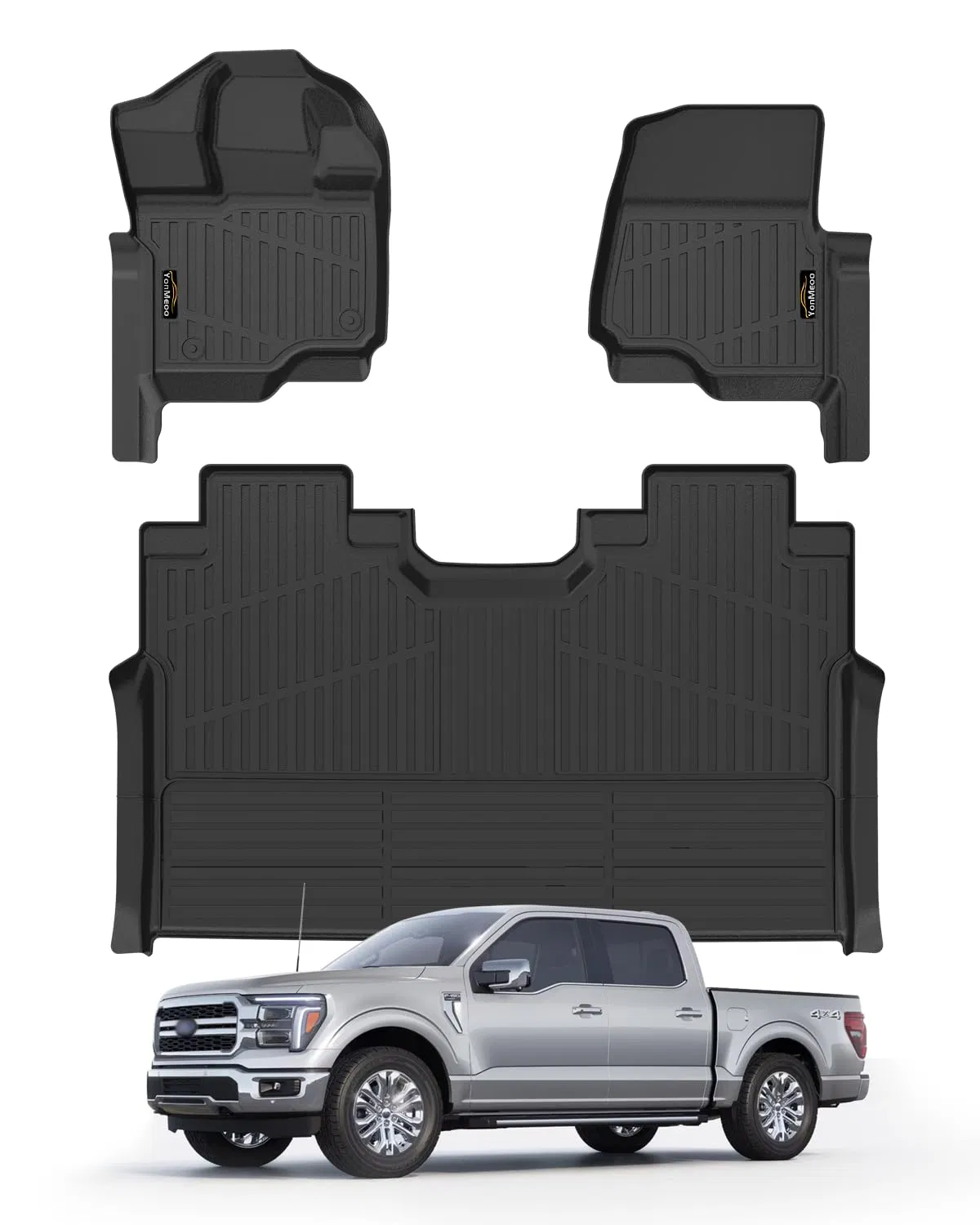 Alfombrillas adecuadas para 2015-24 F-150 F150 Super Crew Cab (incluye 22-24 modelos Lightning), protección contra todas las condiciones climáticas 3D forros, impermeables anti-SL