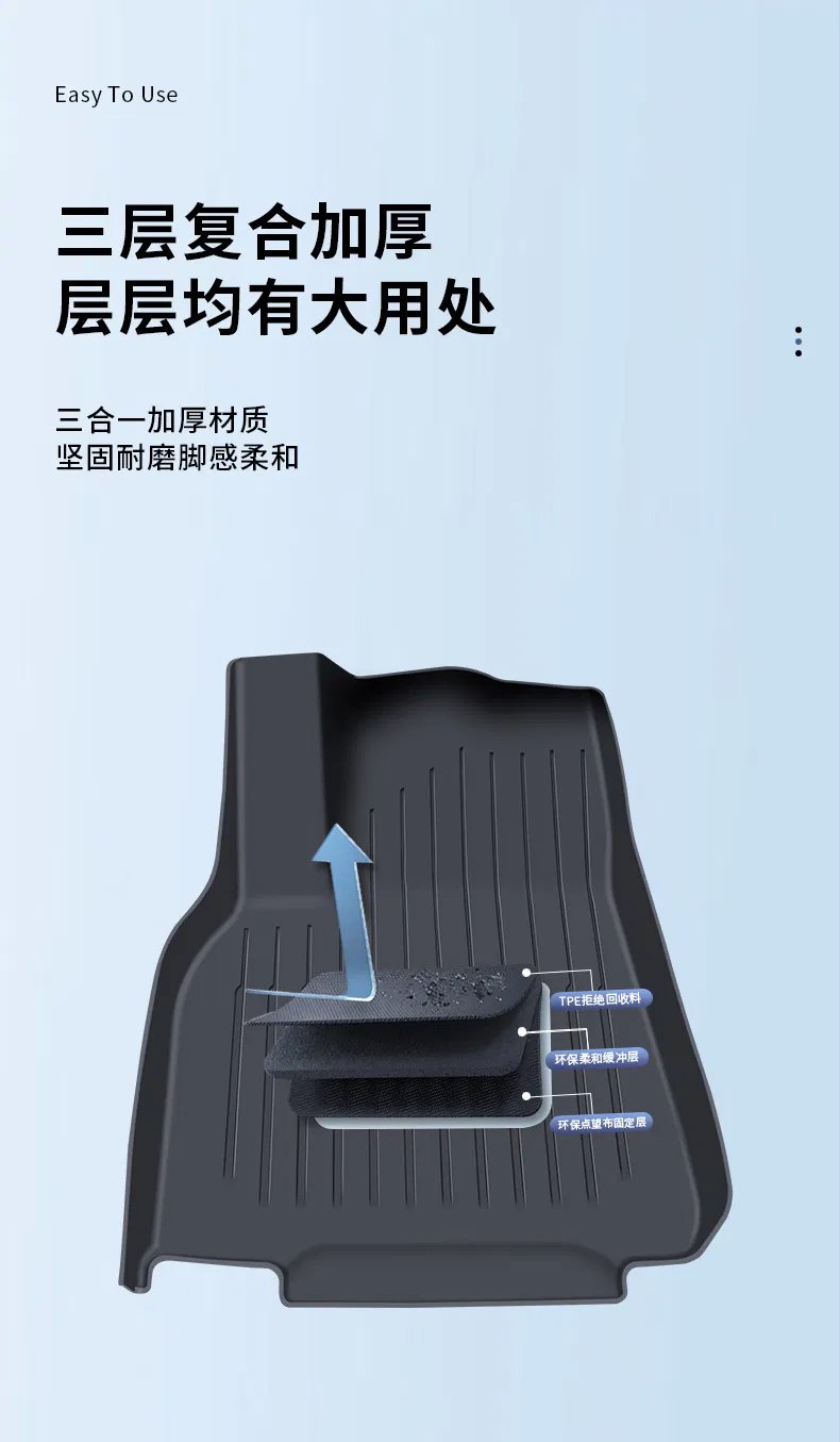 6-Piece Alfombrillas para todo clima para Tesla Model Y, juego de revestimiento de TPE y alfombra