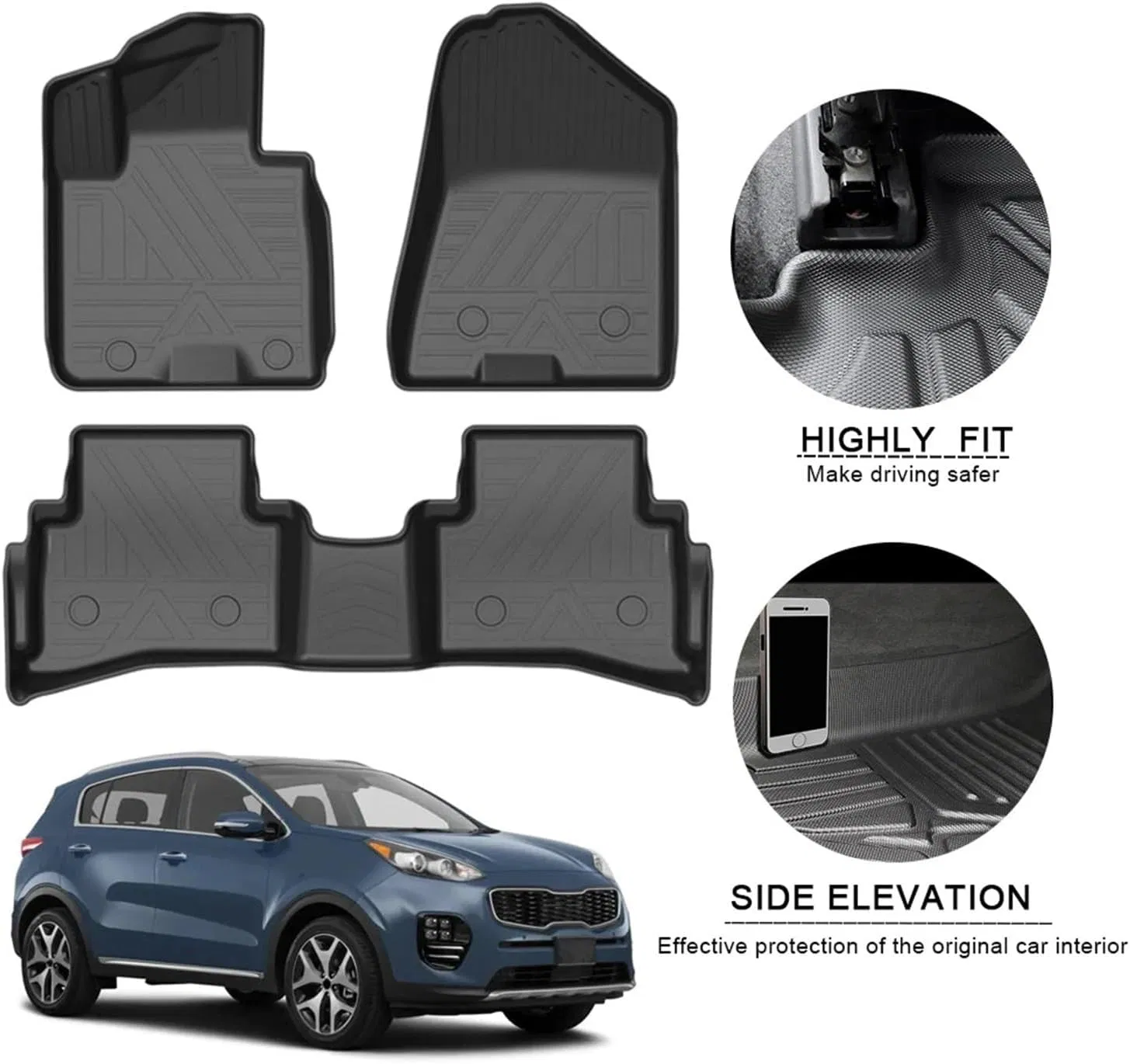 Alfombrillas de coche de TPE de alta resistencia para vehículos KIA Kx5