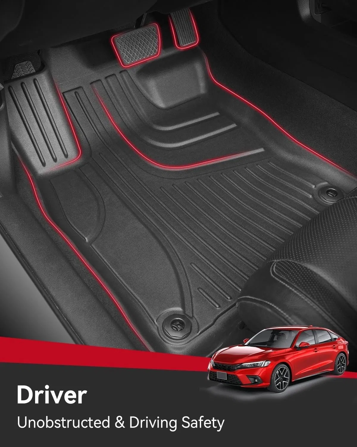 Alfombrilla de coche TPE universal antideslizante y sin olor para Honda Integra