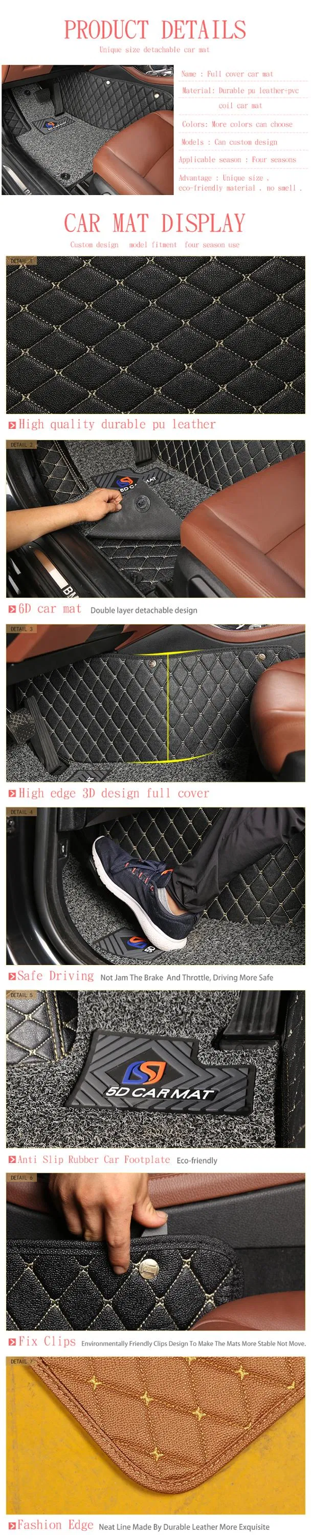 Fábrica de Alfombrillas para Autos en China, Fábrica de Alfombrillas para Autos Vende Alfombrillas para Autos Cosidas a Mano 5D/6D/7D