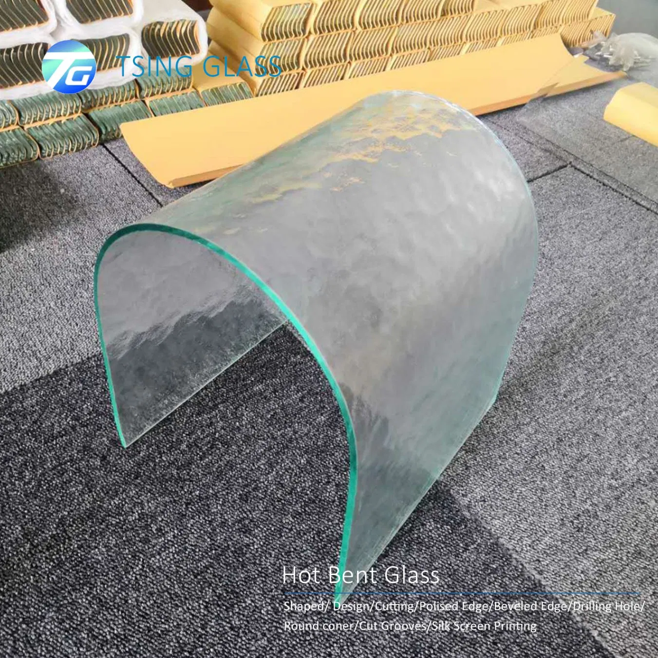 Float Tempered/Toughened Glass Curved Glass Hot Bent Glass for Furniture Glass Railing Fence Table Top