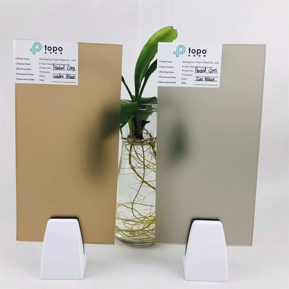 4mm-12mm Bronze Satin Brown Acid Etched Frosted Glass for Windows (FG-TP)