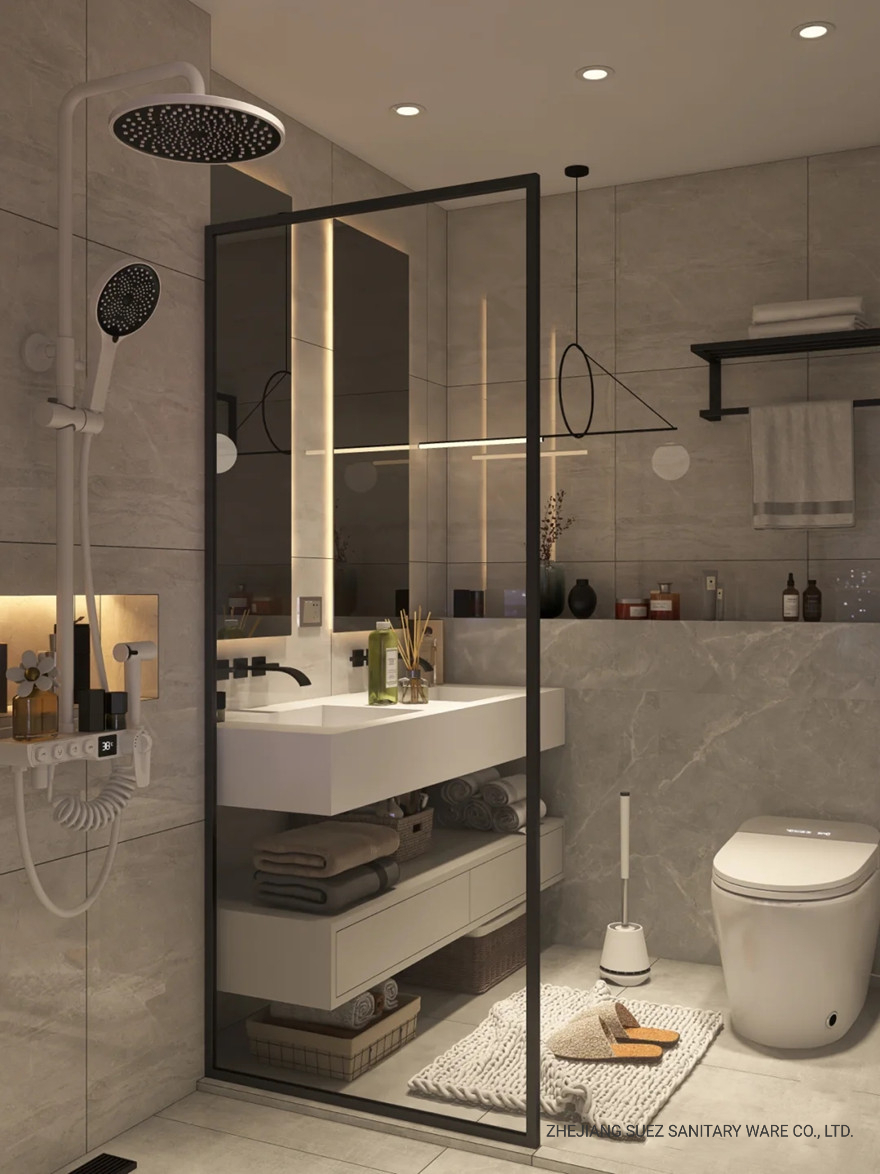 Bathroom Walk in Shower Screen, Large Glass Panel 80*200cm, U Channel Wall Fixed, 14mm Narrow Edge Black Framed, Rigid CE Quality Control