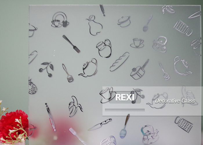 CE certified acid etched, lacquered, patterned Decorative Glass