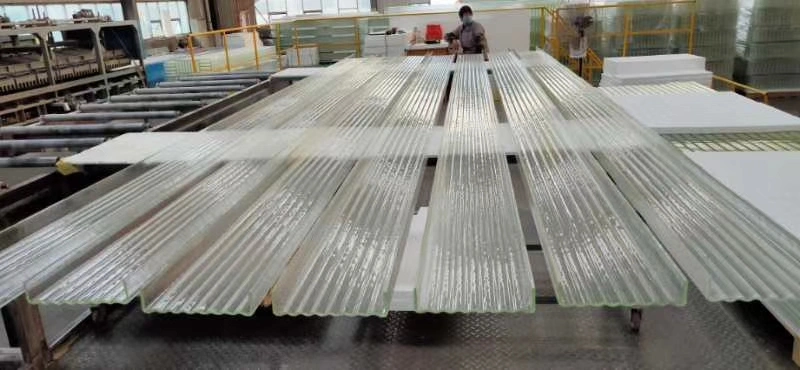 Tempered Sandblasted Wave U Channel Glass