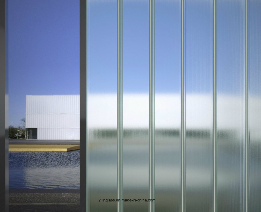 Tempered Frosted Stripe Line Pattern U Channel Glass