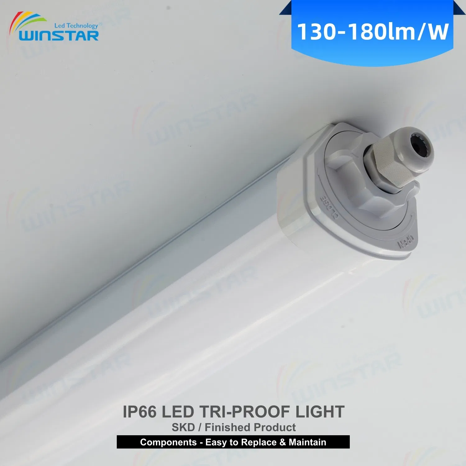 IP66 LED Tri-Proof Light Batten Anti-Glare 60/120/150cm LED Linear Light for Office Hotel Corridor Stairwell Public Area CE Approved