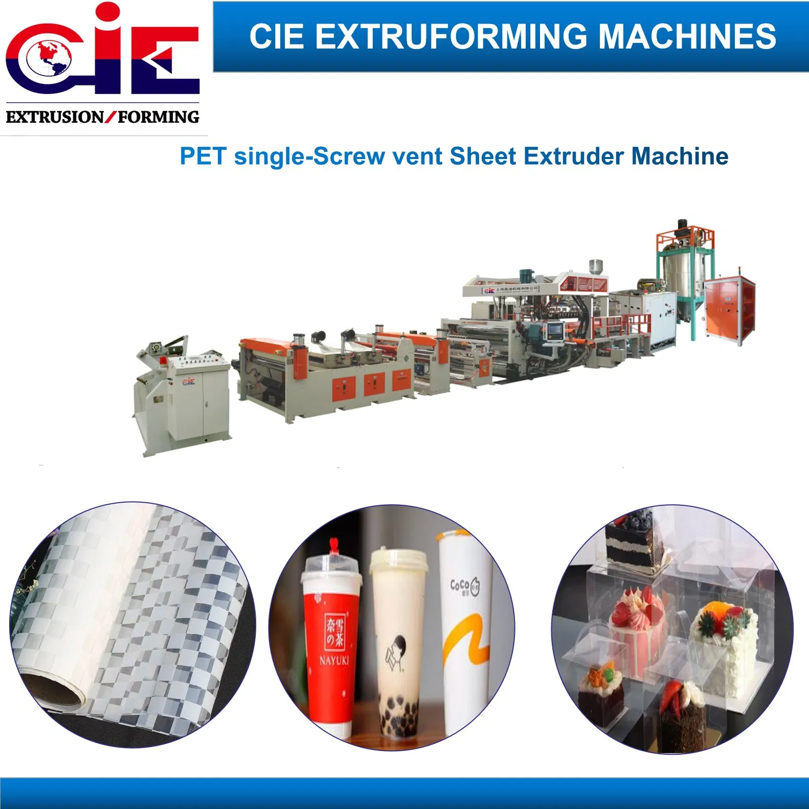 Pet PETG PP HIPS Single-Screw Vent Sheet Extruder / Plastic Sheet Extrusion Line Manufacturer