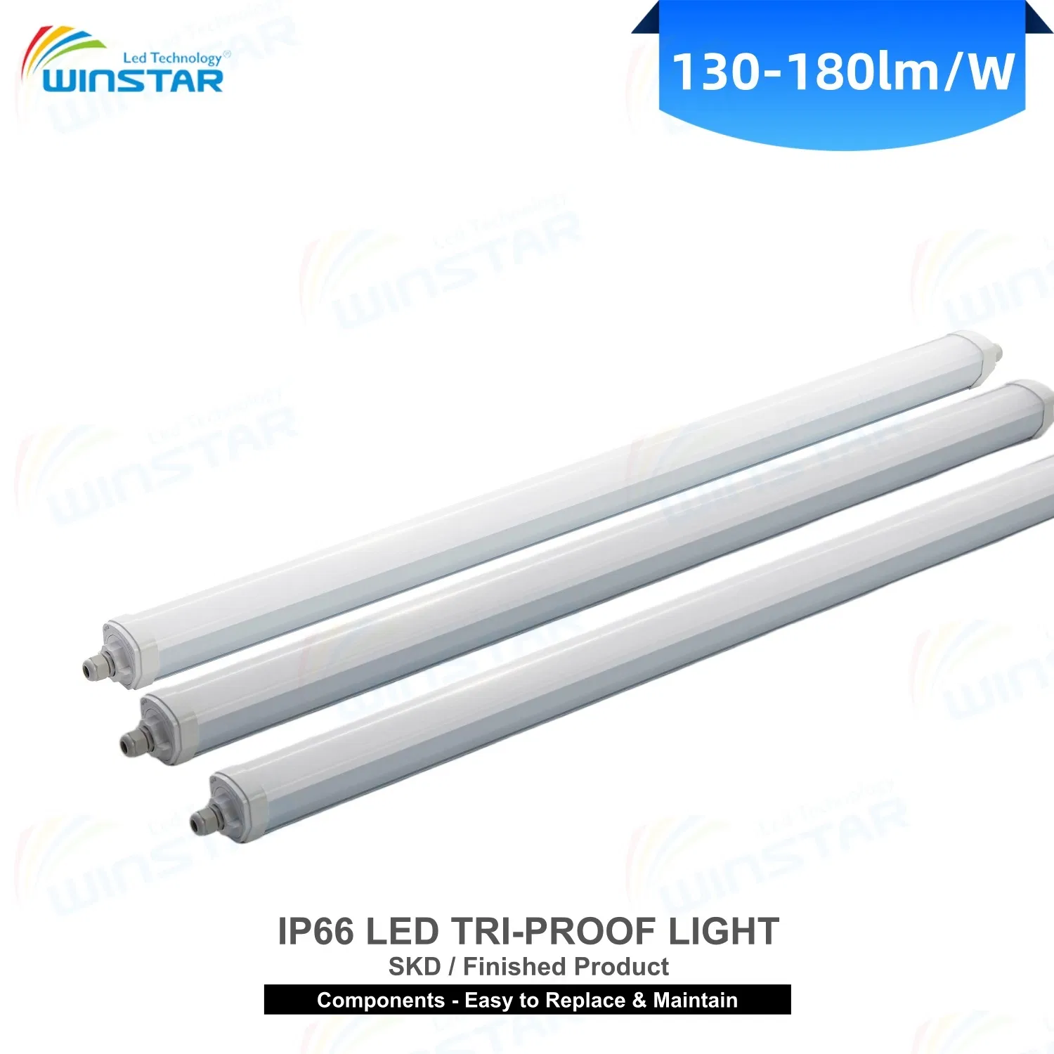 IP66 LED Tri-Proof Light Batten Anti-Glare 60/120/150cm LED Linear Light for Office Hotel Corridor Stairwell Public Area CE Approved