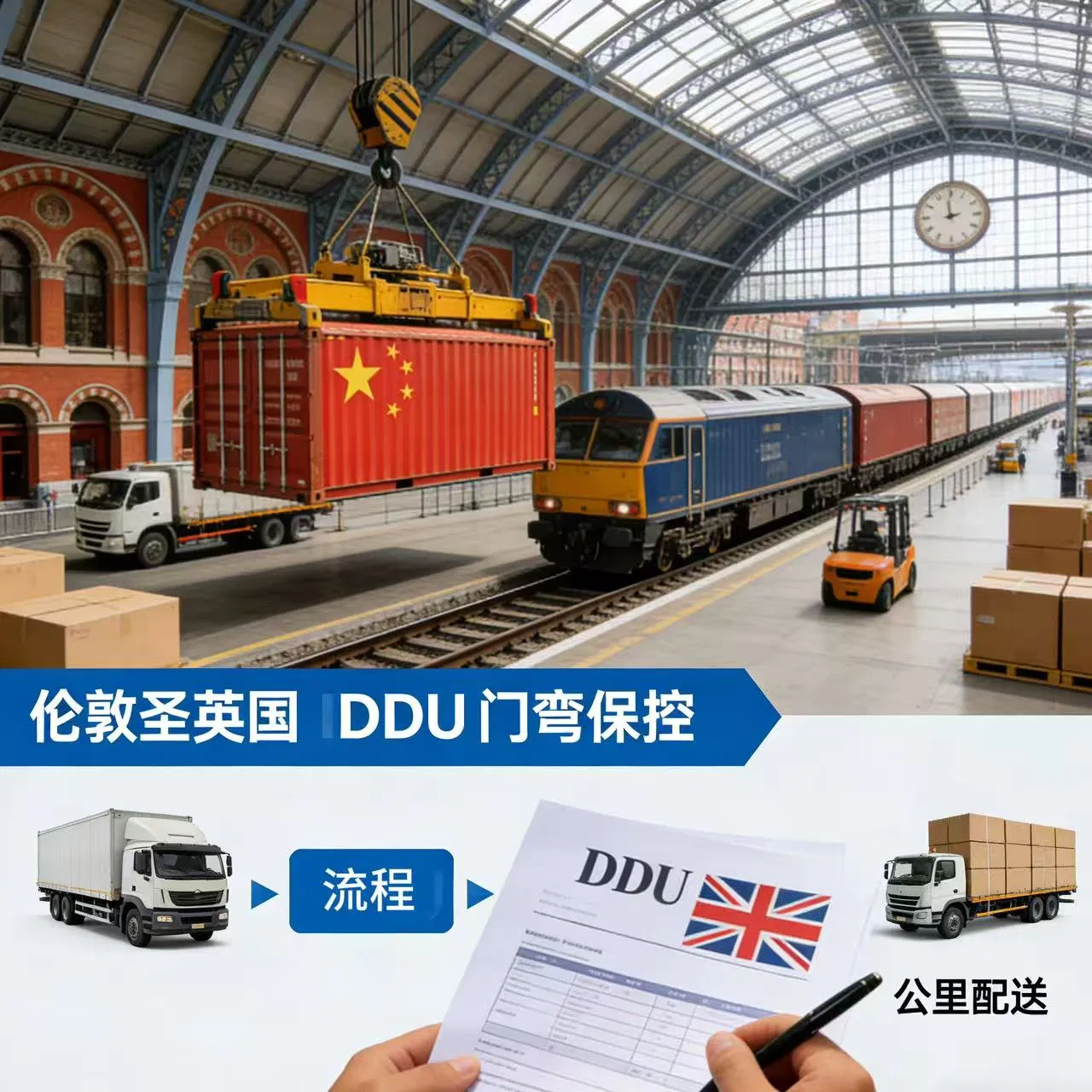 (DDU) Customs Clearance Door to Door Shipping From China to UK/The United Kingdom/England by Air/Sea/Train/Railway