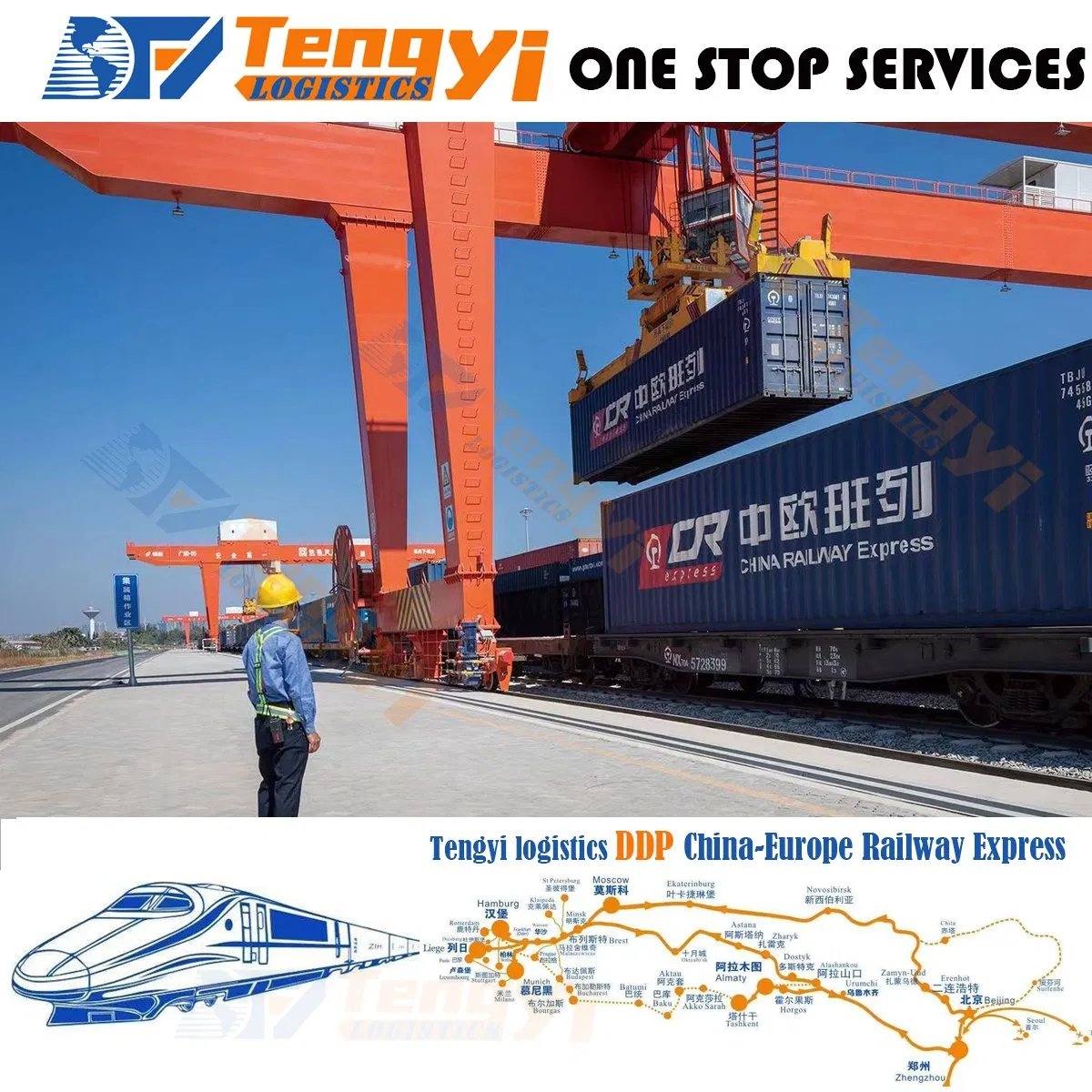 Railway Train Shipping Rail Fast Door to Door Transport Service China Freight to Europe Germany France Spain Italy UK