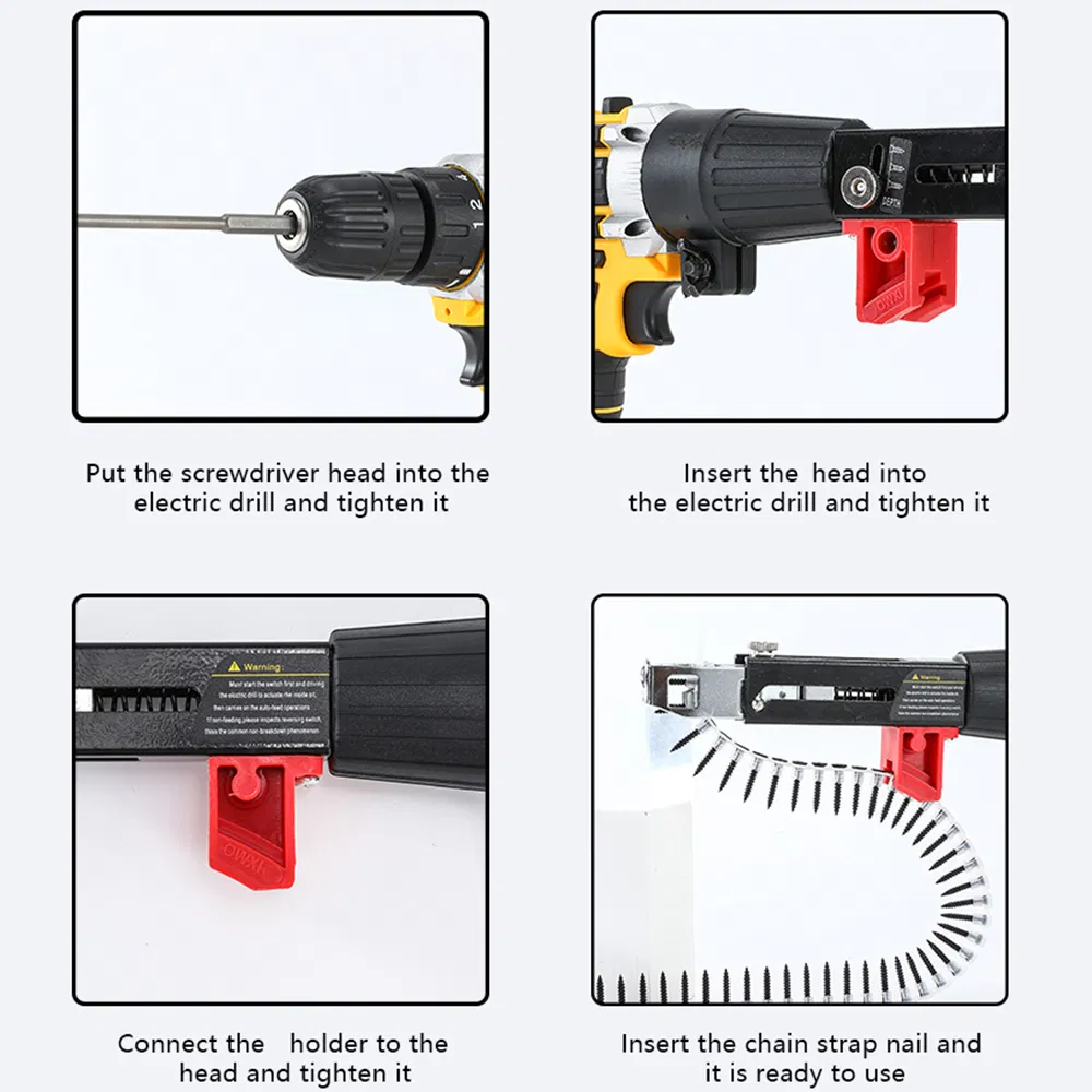 Yellow Wireless Chain-Type Screwdriver - Continuous Feed Industrial Assembly Electric Screwdriver