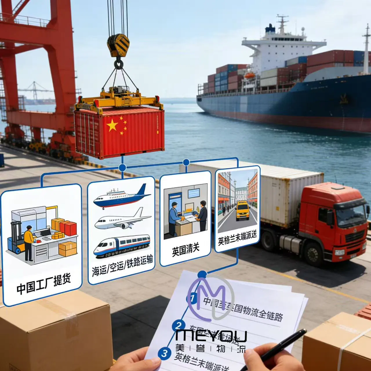 (DDU) Customs Clearance Door to Door Shipping From China to UK/The United Kingdom/England by Air/Sea/Train/Railway