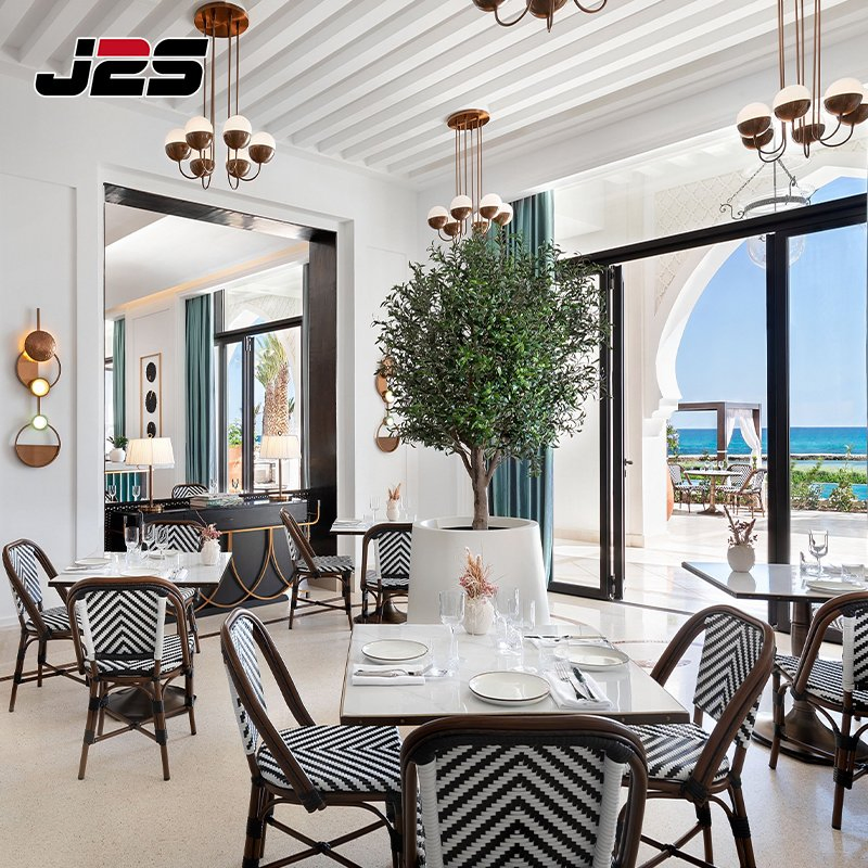 Commercial Outdoor Coffee Shop Restaurant Furniture French Bistro Chair Marble Table Hotel Corridor Patio